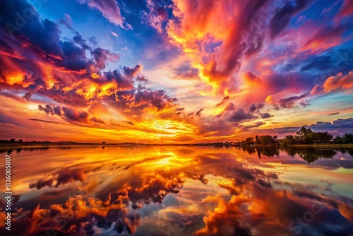 Colorful Sky Double Exposure Photography, Surreal Landscape, Dreamlike Sunset, Celestial Art, Vibrant Colors, Fantasy Sky