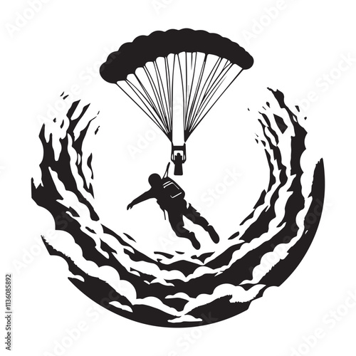 Skydiving Silhouette Vector 