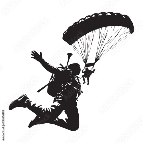 Skydiving Silhouette Vector 