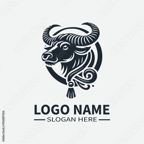 Ox Logo Design, Chinese Zodiac Logo, Year of the Ox Logo, Asian Culture Logo, Animal Logo