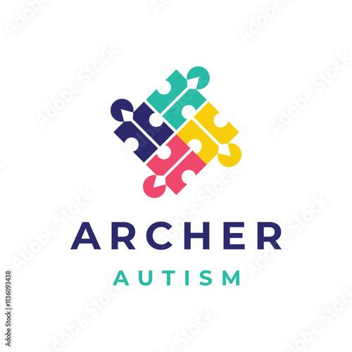 autism logo design, a puzzle with arrows