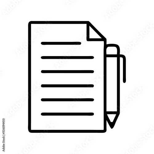 essay paper icon, back to school line art, education icon - simple black line art icon of essay paper, symbolizing back to school celebrations. education vector art.