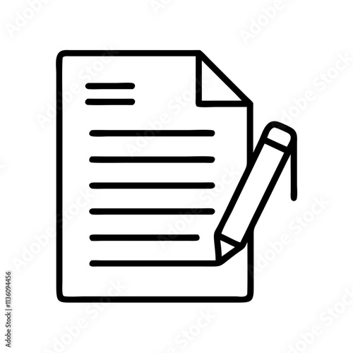 essay paper icon, back to school line art, education icon - simple black line art icon of essay paper, symbolizing back to school celebrations. education vector art.