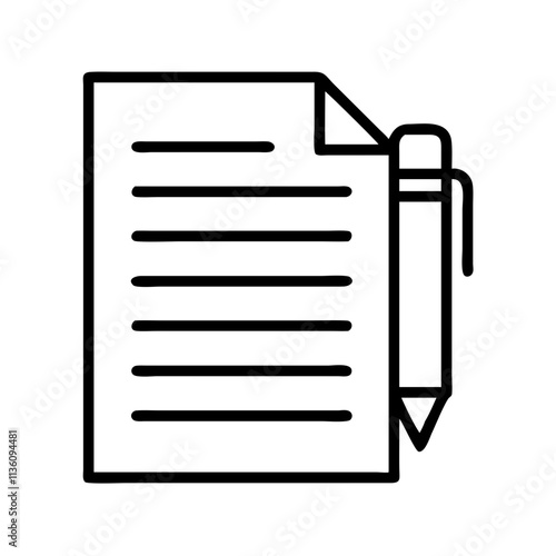 essay paper icon, back to school line art, education icon - simple black line art icon of essay paper, symbolizing back to school celebrations. education vector art.