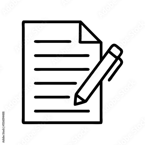 essay paper icon, back to school line art, education icon - simple black line art icon of essay paper, symbolizing back to school celebrations. education vector art.