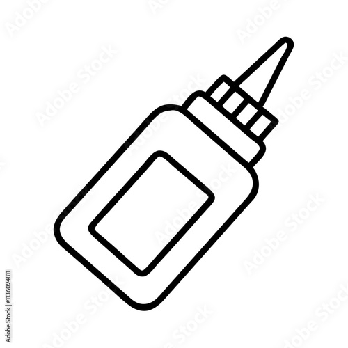 glue bottle icon, back to school line art, education icon - simple black line art icon of glue bottle, symbolizing back to school celebrations. education vector art.