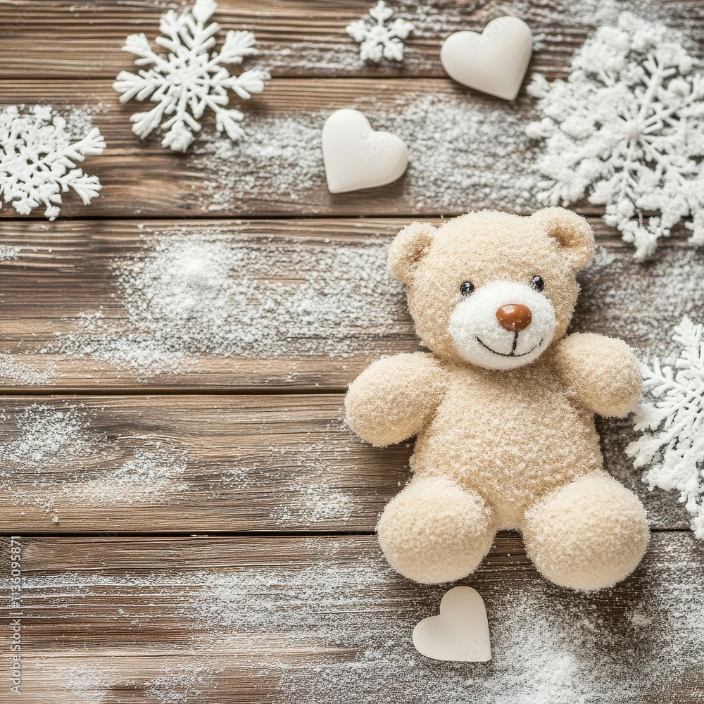 Obraz premium Valentine's Day and Christmas decor on wooden table