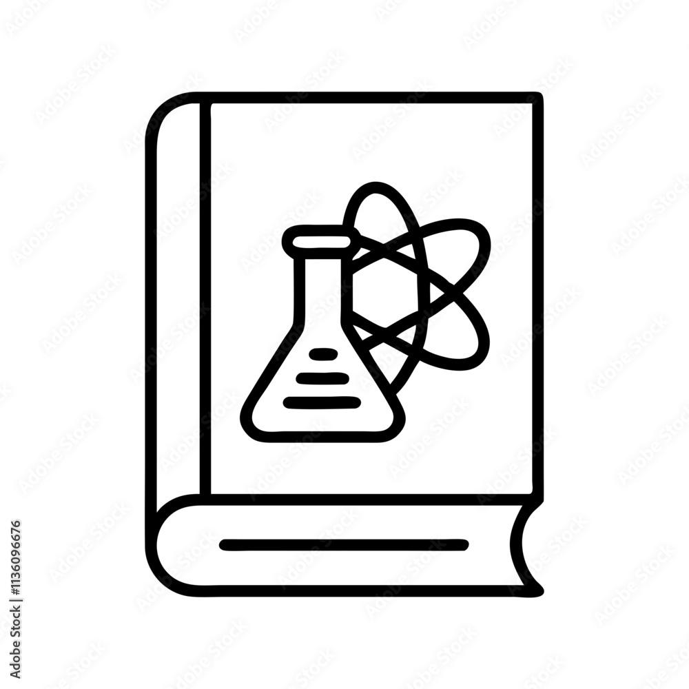 science textbook icon, back to school line art, education icon - simple black line art icon of science textbook, symbolizing back to school celebrations. education vector art. science textbook icon, back to school line art, education icon - simple black line art icon of science textbook, symbolizing back to school celebrations. education vector art.