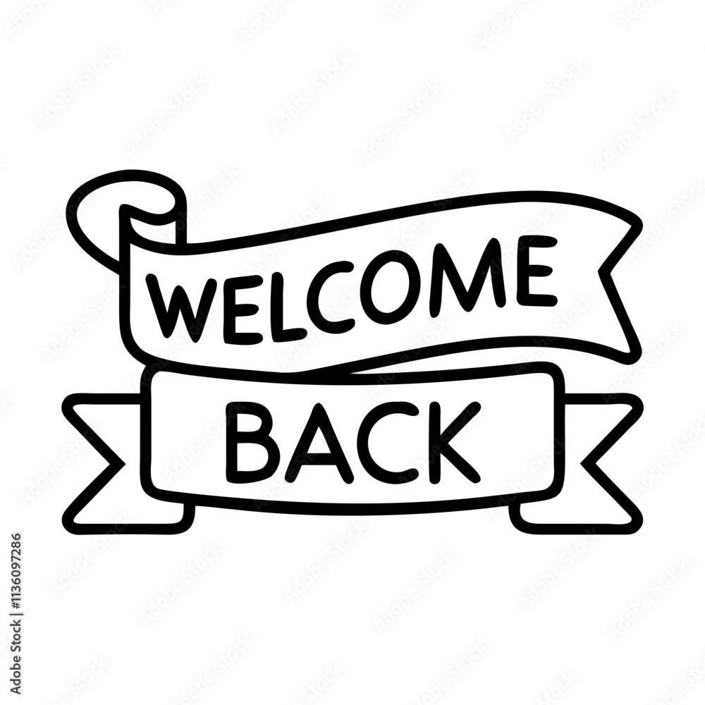 welcome back banner icon, back to school line art, education icon - simple black line art icon of welcome back banner, symbolizing back to school celebrations. education vector art. welcome back banner icon, back to school line art, education icon - simple black line art icon of welcome back banner, symbolizing back to school celebrations. education vector art.