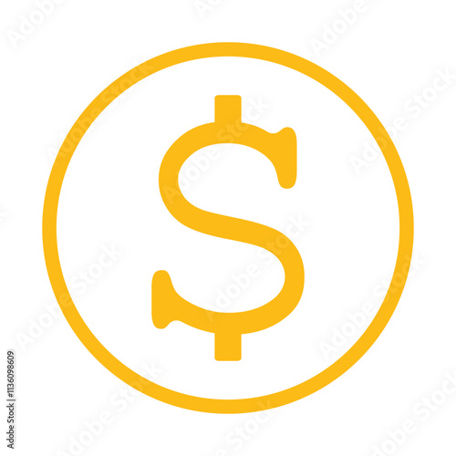 żółty symbol dolara, grafika wektorowa