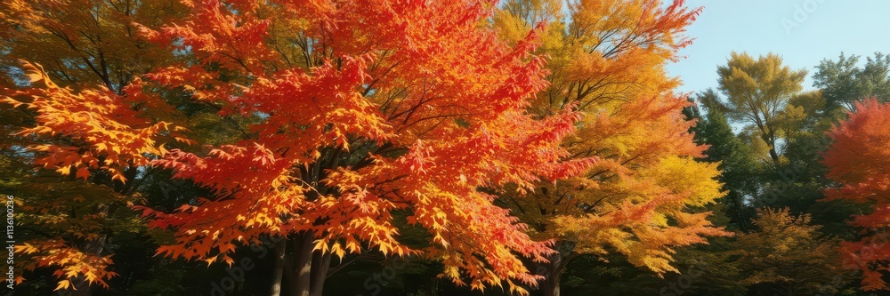 Vibrant autumn foliage in a park , picture,natural,yellow Vibrant autumn foliage in a park , picture,natural,yellow