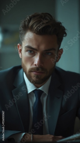 Young sad man in office, having problem