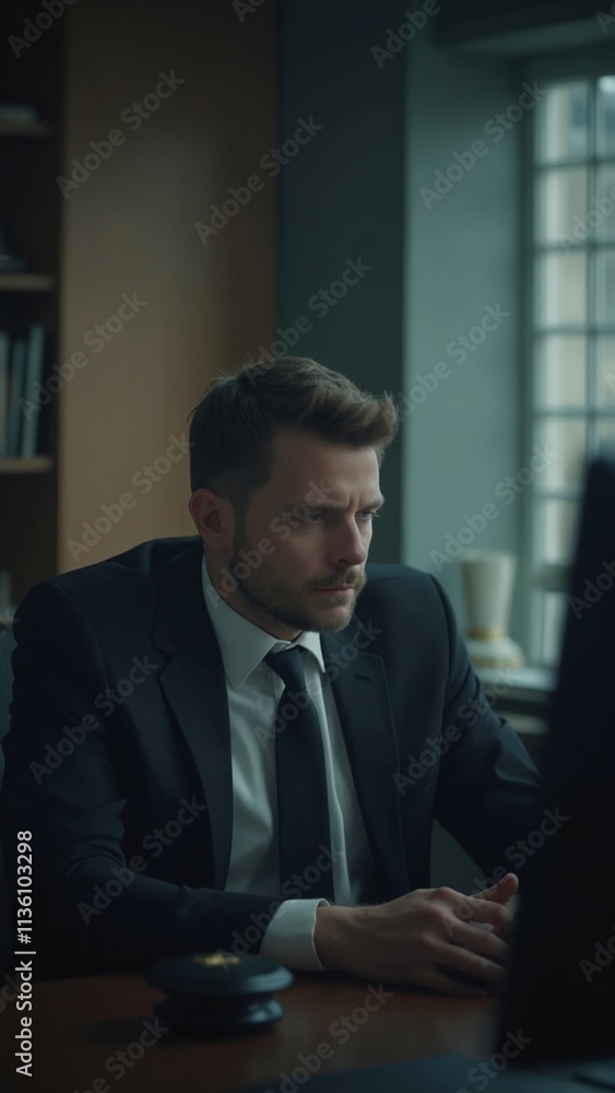 Young sad man in office, having problem Young sad man in office, having problem