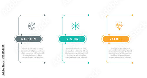 Mission,vision,values,graphic design template.eps 10 on white backgruond