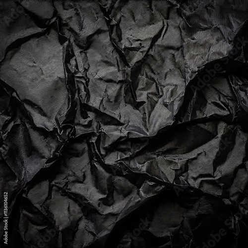 High resolution black hued old paper with natural wrinkles and subtle tonal variations for creative projects. Generative AI photo