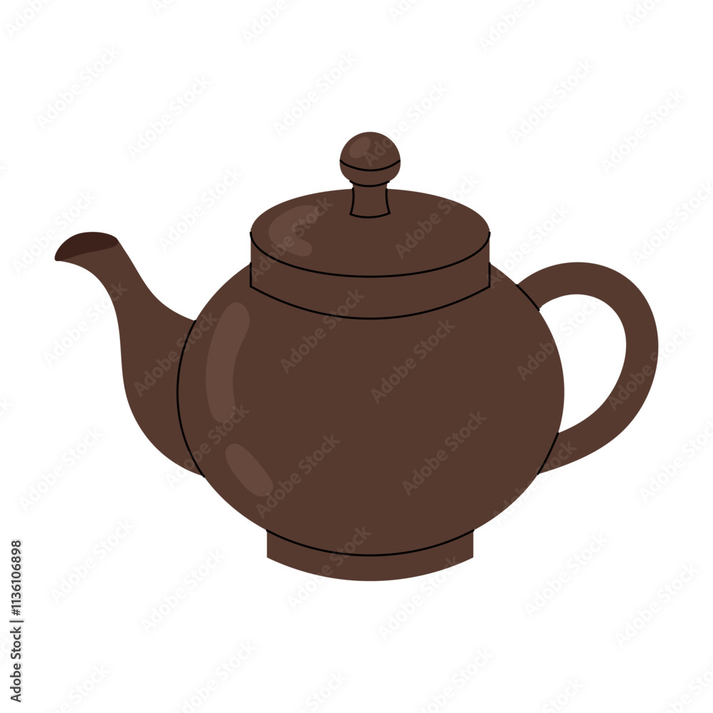 Teapot. Teaware. Kitchenware. Ceramic or clay teapot icon on white background. Teapot. Teaware. Kitchenware. Ceramic or clay teapot icon on white background.