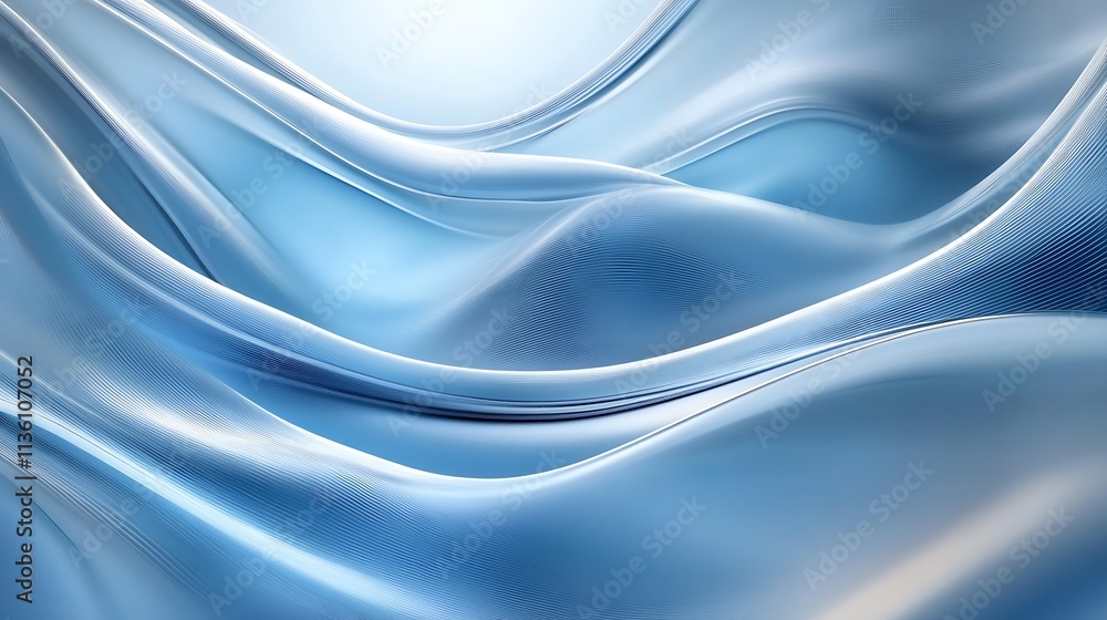 Fototapeta premium Fluid Abstract Blue Waves with Soft Texture and Ambient Atmospheric Glow : Generative AI
