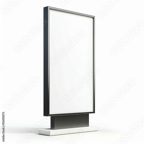 Blank citylight poster displaying empty white advertisement space on white background