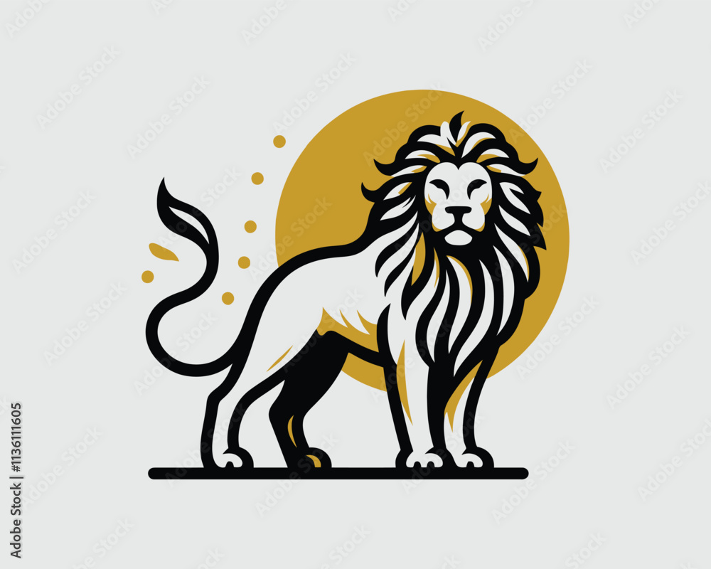 Standing Lion Logo Design Icon Symbol Vector Template Standing Lion Logo Design Icon Symbol Vector Template