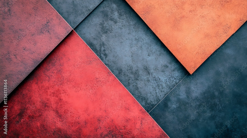 Modern Geometric Pattern with Red and Blue Overlapping Textures for Interior Design : Generative AI Modern Geometric Pattern with Red and Blue Overlapping Textures for Interior Design : Generative AI