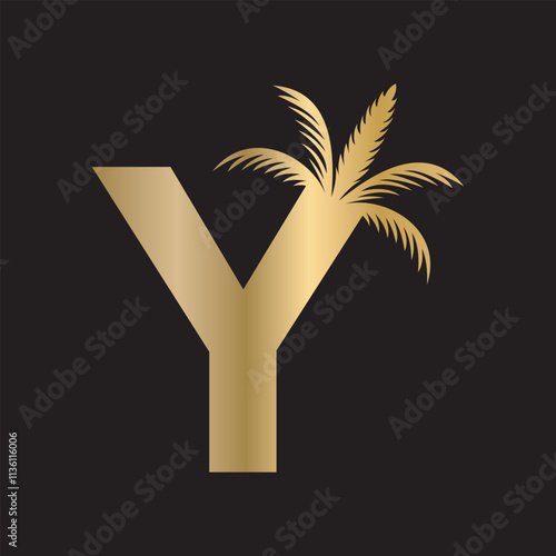 Initial palm Logo combine with letter Y vector template