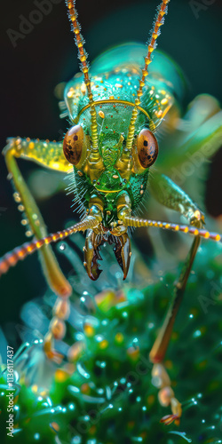 Macro Shot of Green Insect