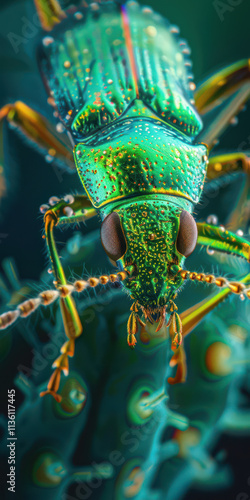 Obraz na płótnie Macro Shot of Green Insect w salonie
