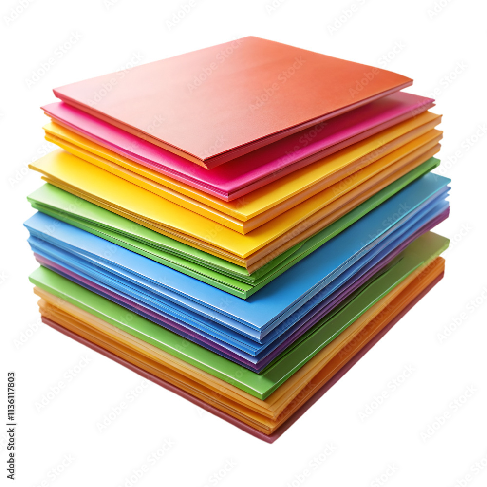 Stack of colorful hard sheet isolated on transparent background Stack of colorful hard sheet isolated on transparent background