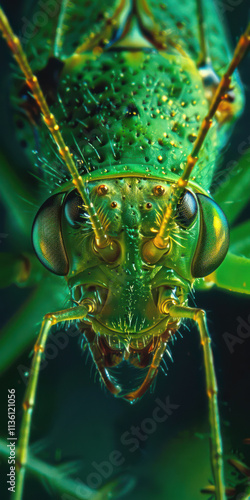 Macro Shot of Green Insect