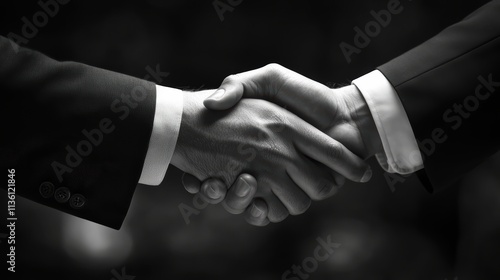 Business agreement handshake in a corporate office professional environment close-up viewpoint