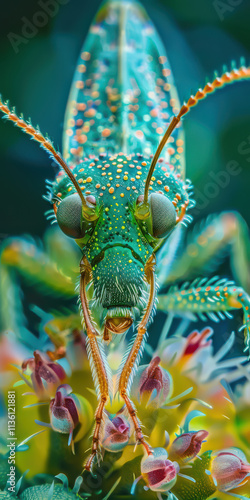 Macro Shot of Green Insect