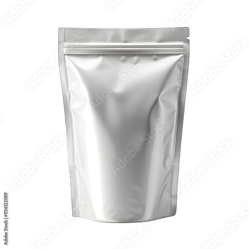 Blank packaging aluminum foil pouch isolated on transparent background