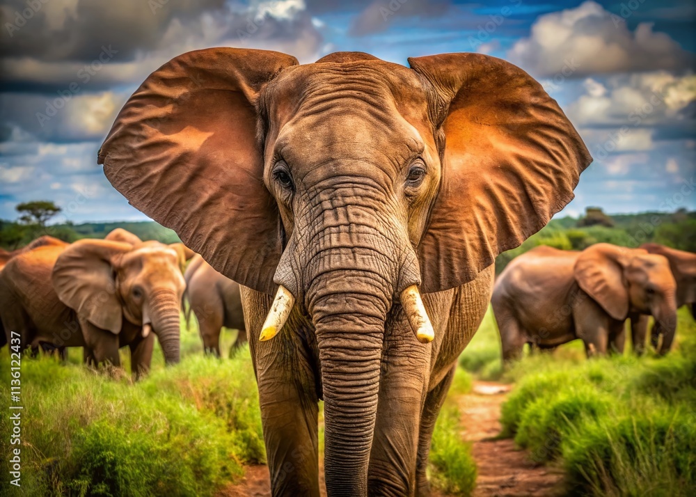 Fototapeta premium Elephant Background Portraits: Majestic Wildlife Photography, Stunning Animal Images, Wild Elephant Pictures