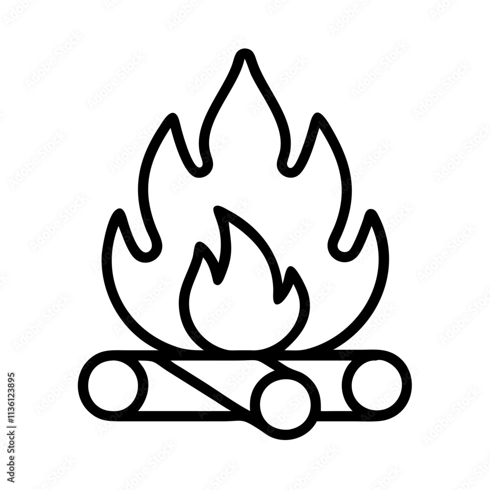 bonfire icon, fall line art, fall icon - simple black line art icon of bonfire, symbolizing fall celebrations. fall vector art. bonfire icon, fall line art, fall icon - simple black line art icon of bonfire, symbolizing fall celebrations. fall vector art.