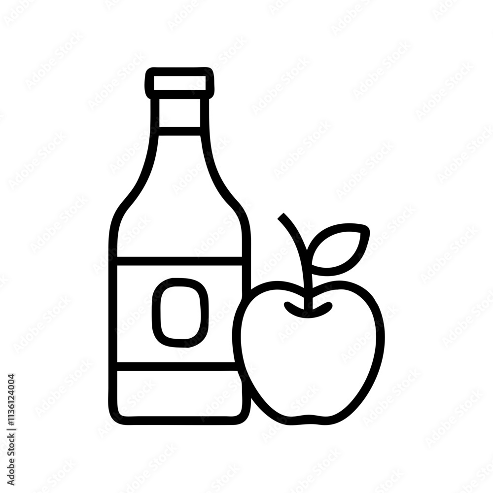 cider bottle icon, fall line art, fall icon - simple black line art icon of cider bottle, symbolizing fall celebrations. fall vector art. cider bottle icon, fall line art, fall icon - simple black line art icon of cider bottle, symbolizing fall celebrations. fall vector art.