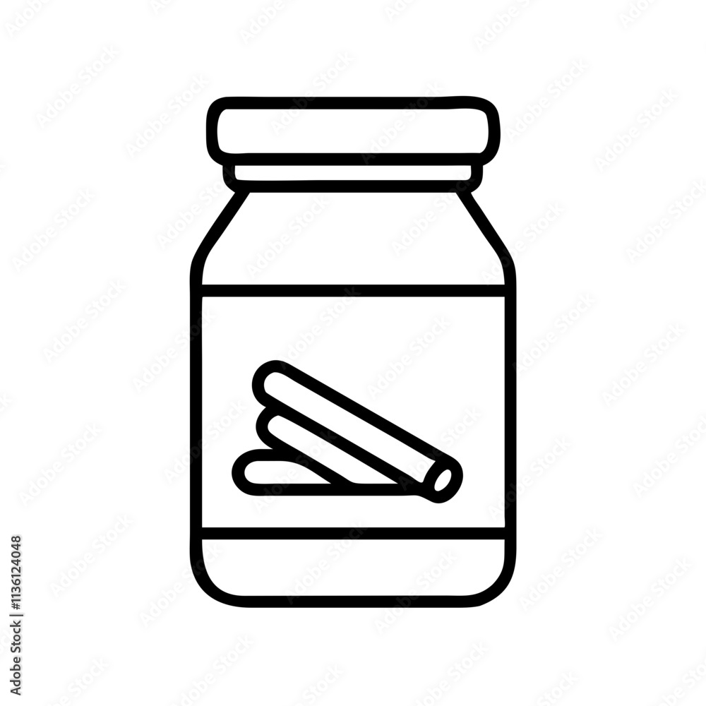 cinnamon spice jar icon, fall line art, fall icon - simple black line art icon of cinnamon spice jar, symbolizing fall celebrations. fall vector art. cinnamon spice jar icon, fall line art, fall icon - simple black line art icon of cinnamon spice jar, symbolizing fall celebrations. fall vector art.