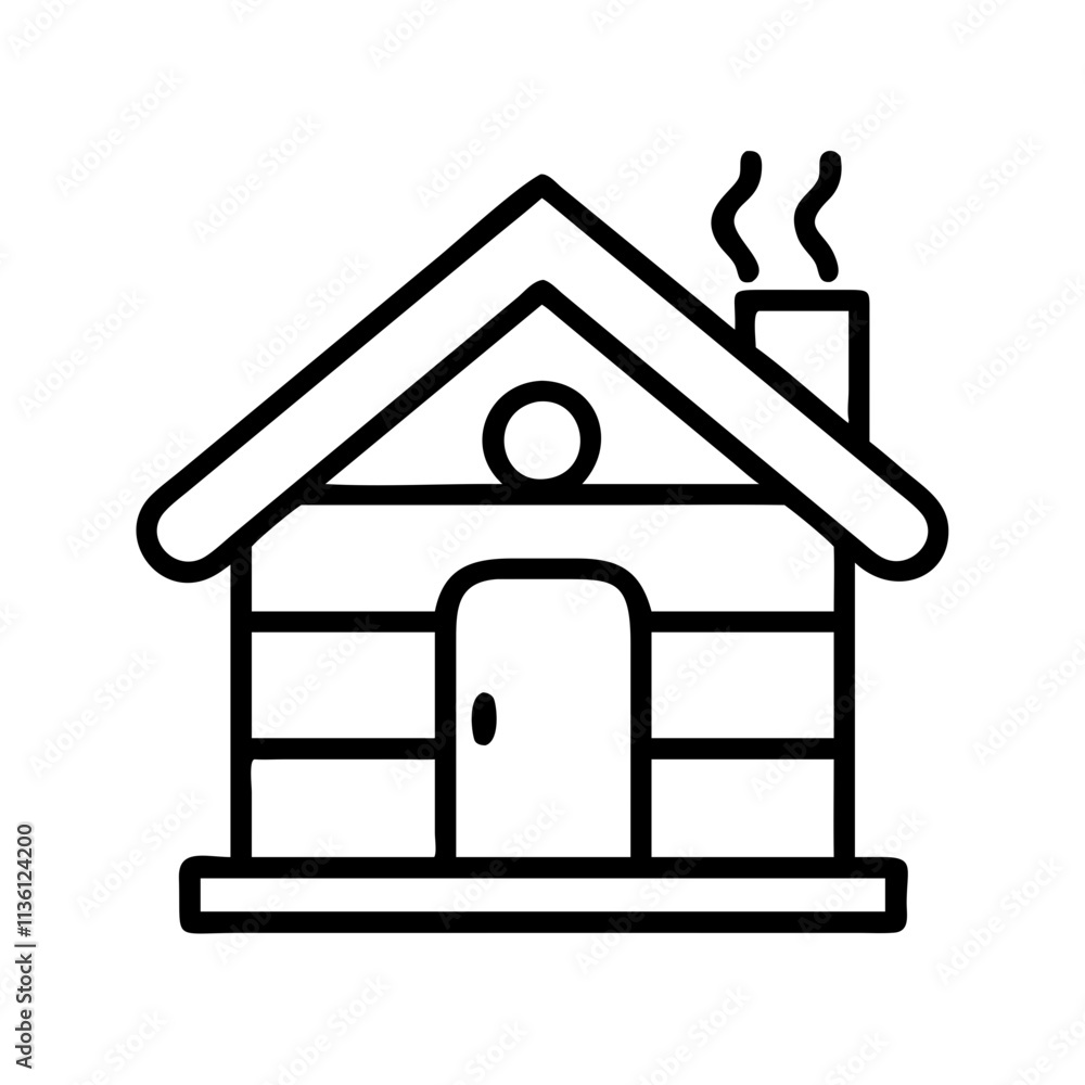 cozy cabin icon, fall line art, fall icon - simple black line art icon of cozy cabin, symbolizing fall celebrations. fall vector art. cozy cabin icon, fall line art, fall icon - simple black line art icon of cozy cabin, symbolizing fall celebrations. fall vector art.