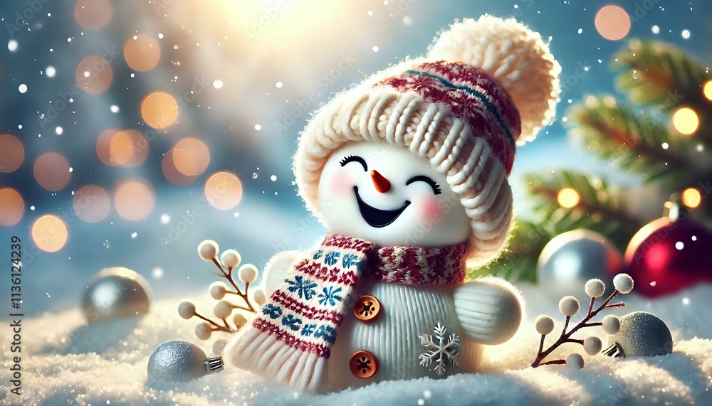 Obraz premium Festive Snowman in a Winter Wonderland