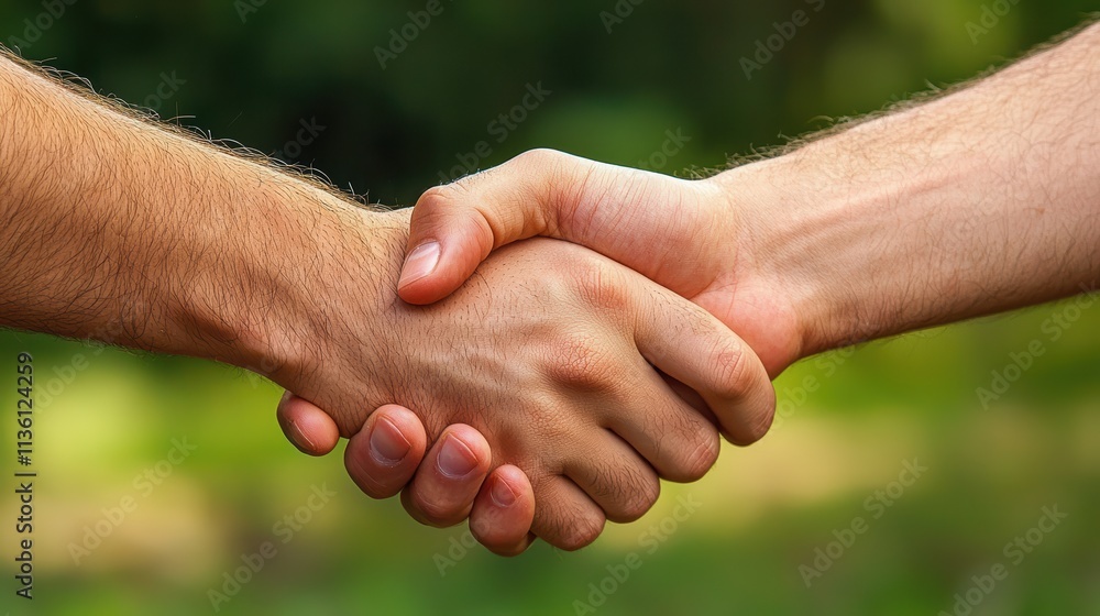 Building trust through a handshake outdoor meeting business collaboration nature close-up view Building trust through a handshake outdoor meeting business collaboration nature close-up view