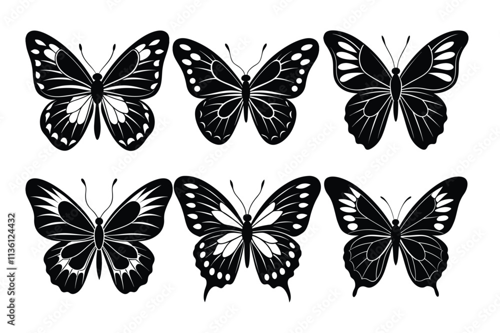 Naklejka premium Collection of butterfly silhouette