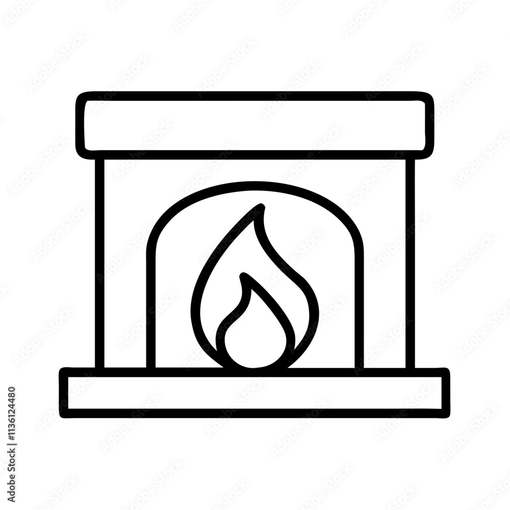fireplace with fire icon, fall line art, fall icon - simple black line art icon of fireplace with fire, symbolizing fall celebrations. fall vector art. fireplace with fire icon, fall line art, fall icon - simple black line art icon of fireplace with fire, symbolizing fall celebrations. fall vector art.
