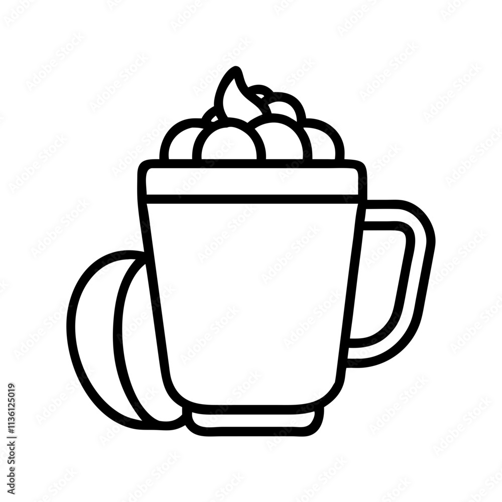 Obraz premium pumpkin spice latte icon, fall line art, fall icon - simple black line art icon of pumpkin spice latte, symbolizing fall celebrations. fall vector art.