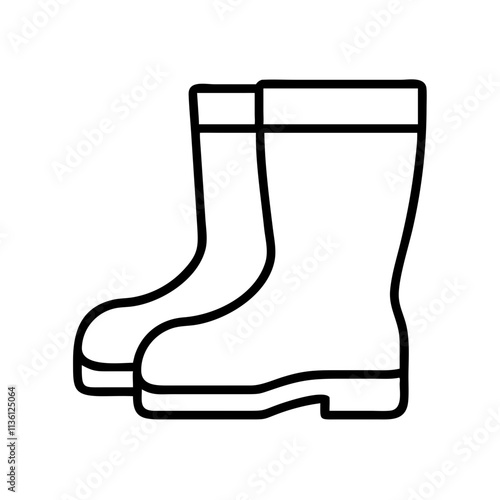 rain boots icon, fall line art, fall icon - simple black line art icon of rain boots, symbolizing fall celebrations. fall vector art.