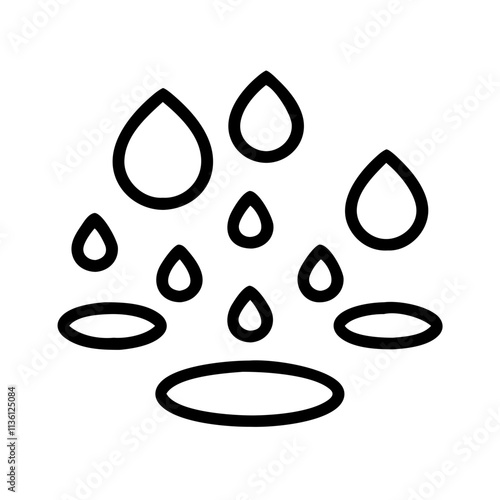 rain puddles icon, fall line art, fall icon - simple black line art icon of rain puddles, symbolizing fall celebrations. fall vector art.