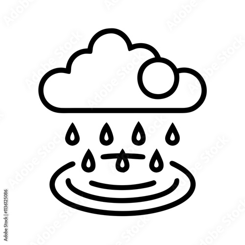 rain puddles icon, fall line art, fall icon - simple black line art icon of rain puddles, symbolizing fall celebrations. fall vector art.
