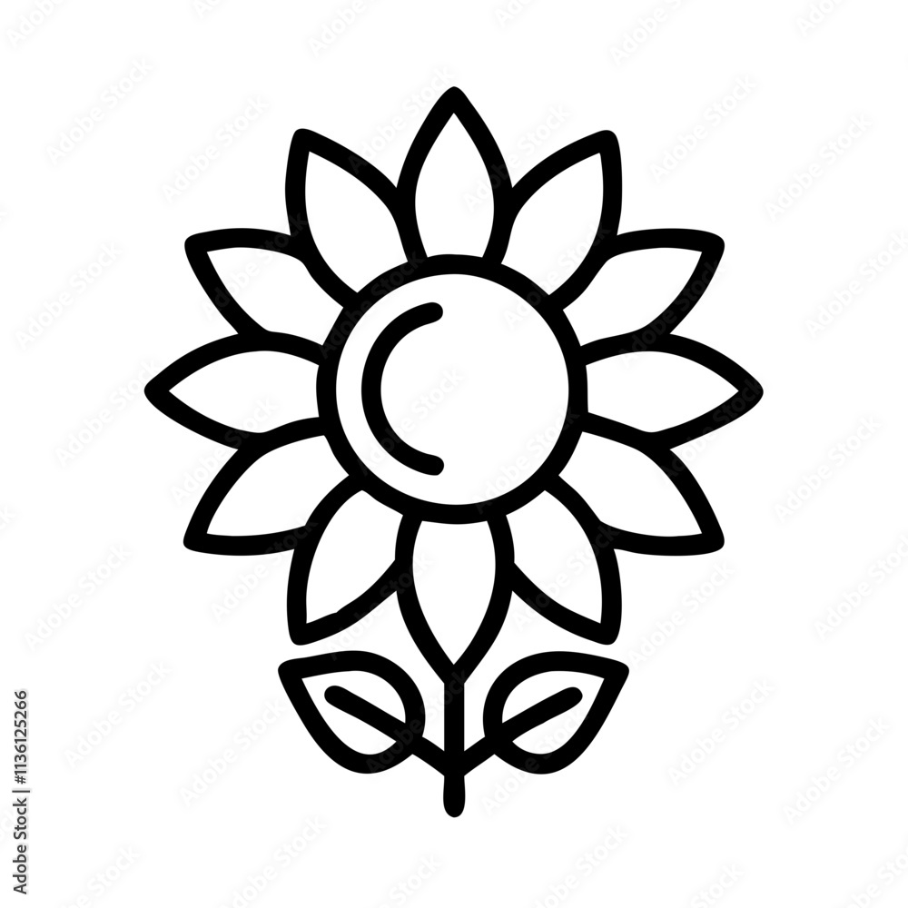 sunflower icon, fall line art, fall icon - simple black line art icon of sunflower, symbolizing fall celebrations. fall vector art. sunflower icon, fall line art, fall icon - simple black line art icon of sunflower, symbolizing fall celebrations. fall vector art.