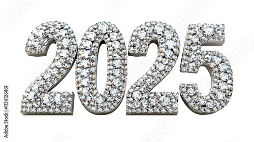 2025 New Year Diamond Numbers for Celebration with Isolated Background photo