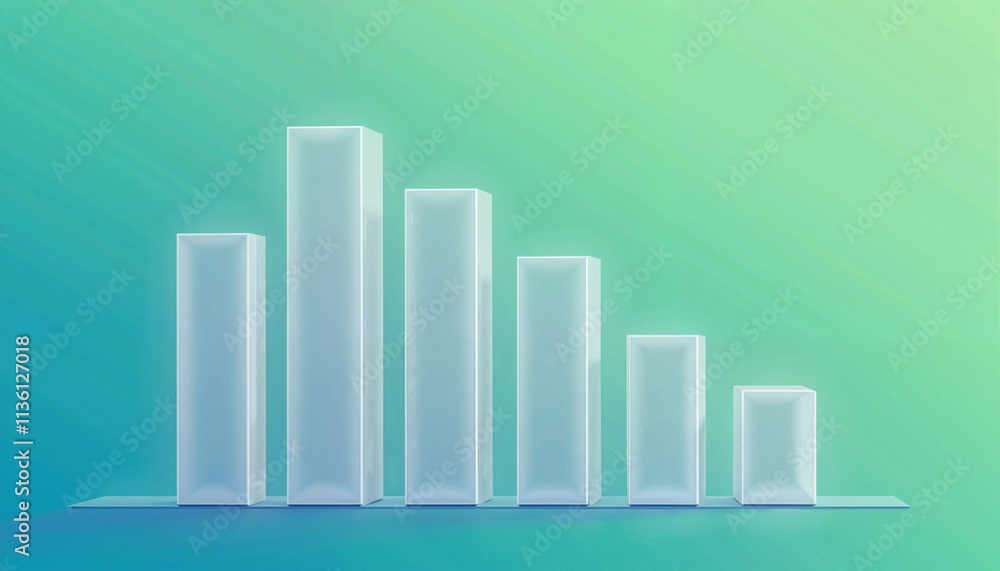 Minimalistic bar graph illustration with translucent bars on a gradient green background.
Minimalistic bar graph illustration with translucent bars on a gradient green background.
