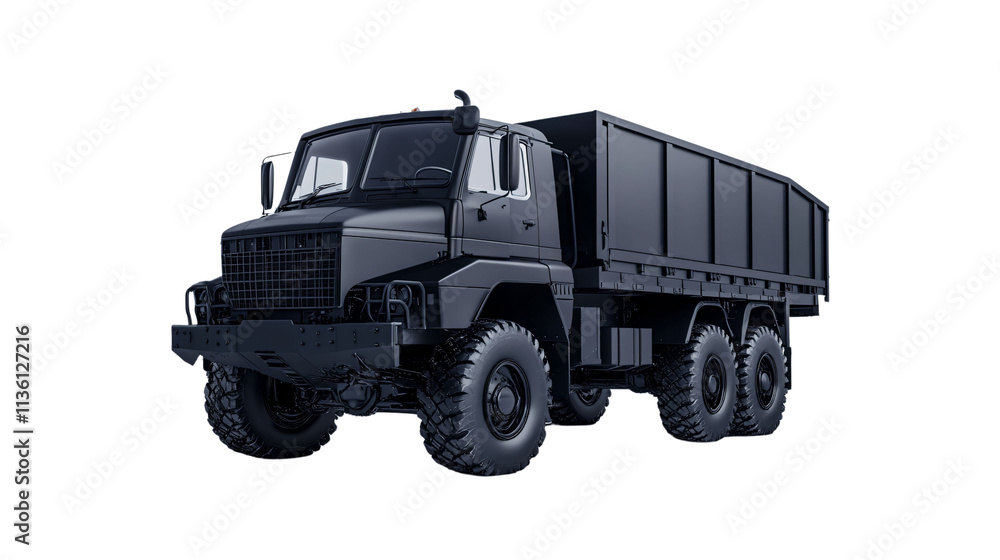 Black Cargo Delivery Truck Isolated on Transparent White Background, cccccn, Transit Black Cargo Delivery Truck Isolated on Transparent White Background, cccccn, Transit