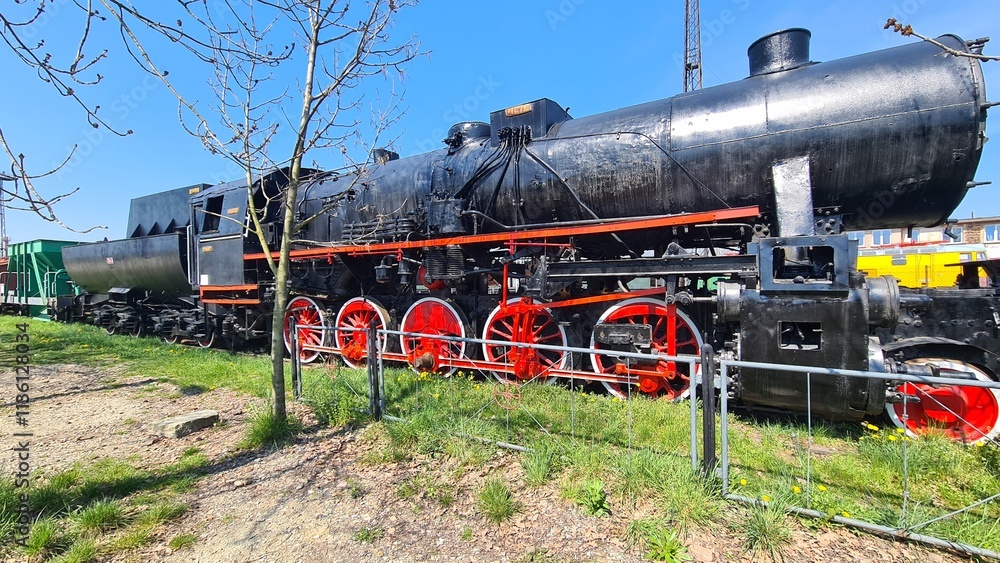 Naklejka premium antyczna kolej parowa lokomotywa